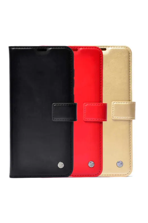 Techaks T24386-TCHS Galaxy A04S Kılıf Zore Kar Deluxe Kapaklı Kılıf - Gold