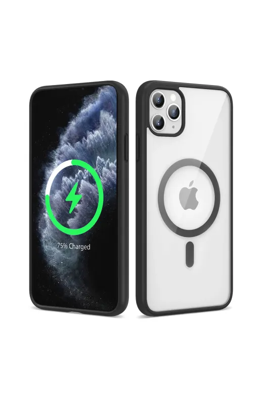 Techaks T26013-TCHS Iphone 11 Pro Max Kılıf Magsafe Wireless Şarj Özellikli Silikon Zore Ege Kapak - Kırmızı