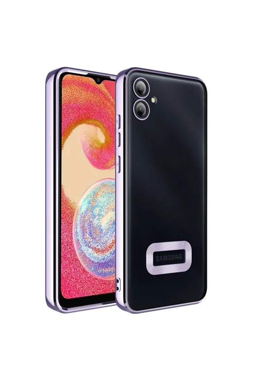 Techaks T26475-TCHS Galaxy A04E Kılıf Kamera Lens Korumalı Kenarları Renkli Logo Gösteren Omega Kapak - Gümüş