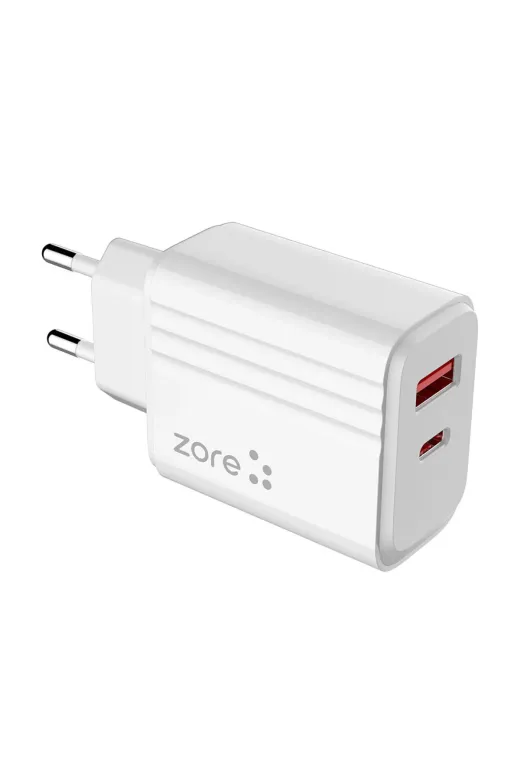 Techaks T28080-TCHS Beyaz Play Serisi Pl3 Type-C 2In1 Seyahat Şarj Aleti 20W-Zore