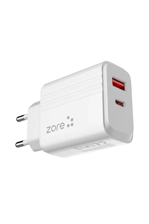 Techaks T28080-TCHS Beyaz Play Serisi Pl3 Type-C 2In1 Seyahat Şarj Aleti 20W-Zore