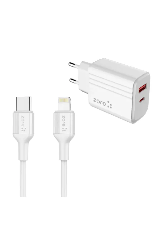 Techaks T28081-TCHS Beyaz Play Serisi Pl3 Type-C To Lightning 2In1 Pd Seyahat Şarj Aleti 20W-Zore