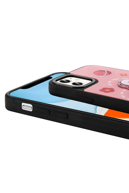 Techaks T31180-TCHS Iphone 11 Kılıf Parlayan Kabartmalı İkonik Figürlü Zore Amas Silikon Kapak - Mor