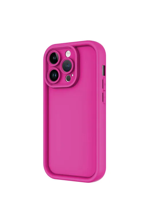 Techaks T31847-TCHS Iphone 14 Pro Max Kılıf Kamera Korumalı Zore Ananas Kapak - Pembe Koyu