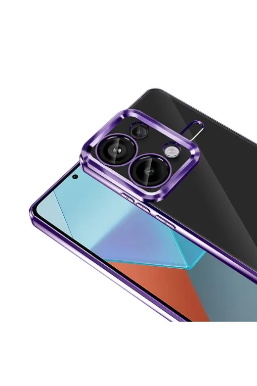 Techaks T32066-TCHS Redmi Note 13 Pro 4G Kılıf Kamera Lens Korumalı Kenarları Renkli Logo Gösteren Omega Kapak - Lila