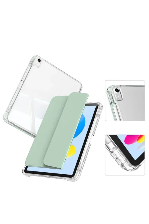Techaks T33490-TCHS Ipad 10.9 2022 (10.nesil) Kılıf Magnetik Ayrılabilen Airbagli Zore Sliding Tablet Kılıfı - Gri