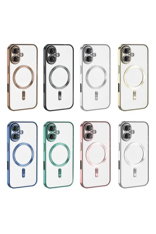Techaks T33614-TCHS Iphone 16 Plus Kılıf Kamera Korumalı Magsafe Wireless Şarj Özellikli Zore Demre Kapak - Mavi