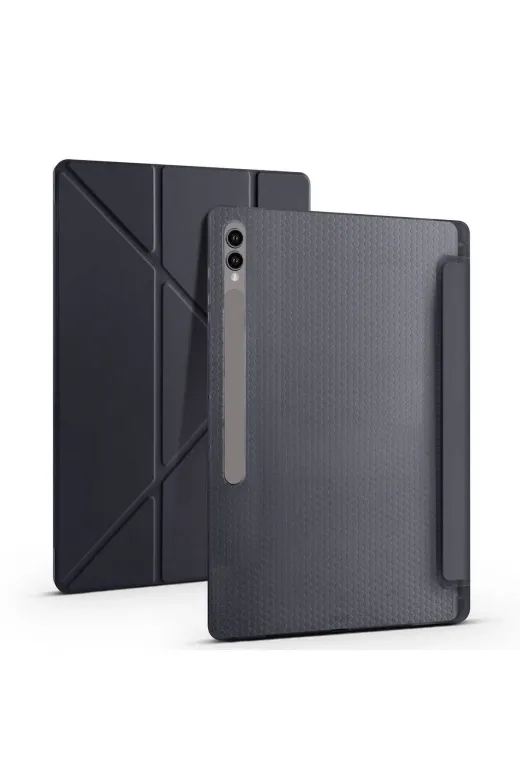 Techaks T34248-TCHS Galaxy Tab S10 Ultra Kılıf Zore Tri Folding Kalem Bölmeli Standlı Kılıf - Mavi