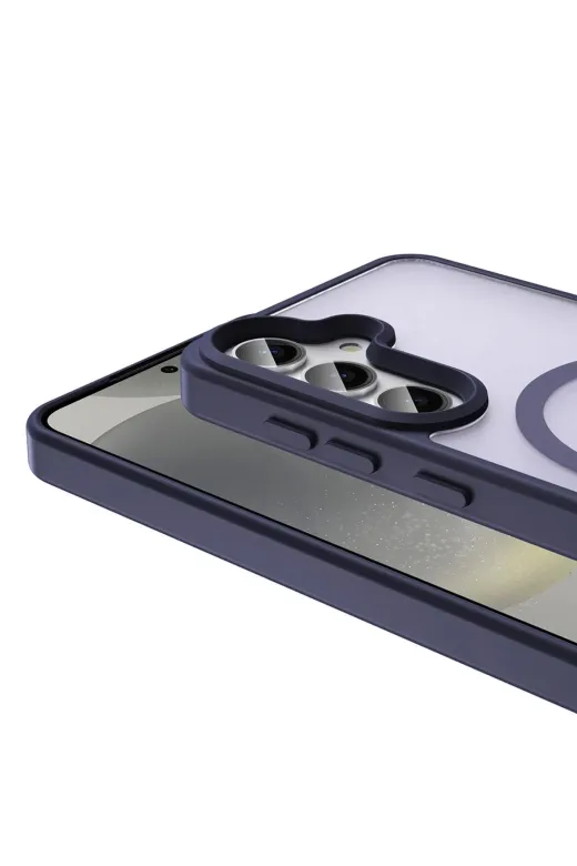 Techaks T34260-TCHS Galaxy S24 Fe Kılıf Magsafe Şarj Özellikli Mat Arka Yüzey Zore Sio Kapak - Mavi