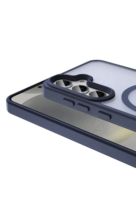 Techaks T34260-TCHS Galaxy S24 Fe Kılıf Magsafe Şarj Özellikli Mat Arka Yüzey Zore Sio Kapak - Mavi