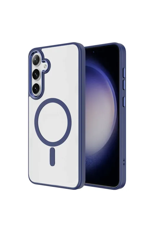 Techaks T35622-TCHS Galaxy S25 Plus Kılıf M-Safe Şarj Özellikli Tchs Krom M-Safe Silikon Kapak - Lacivert