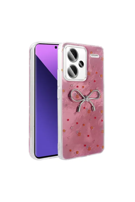Techaks T36557-TCHS Redmi Note 13 Pro Plus 5G Kılıf Kamera Korumalı Figürlü Ponti Esnek Silikon Kapak - Açık Pembe