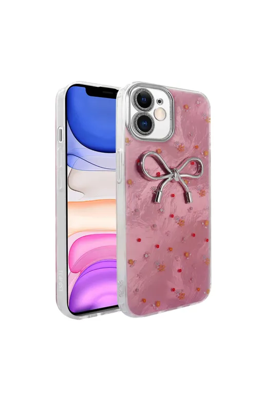 Techaks T36583-TCHS Iphone 11 Kılıf Kamera Korumalı Figürlü Ponti Esnek Silikon Kapak - Açık Pembe