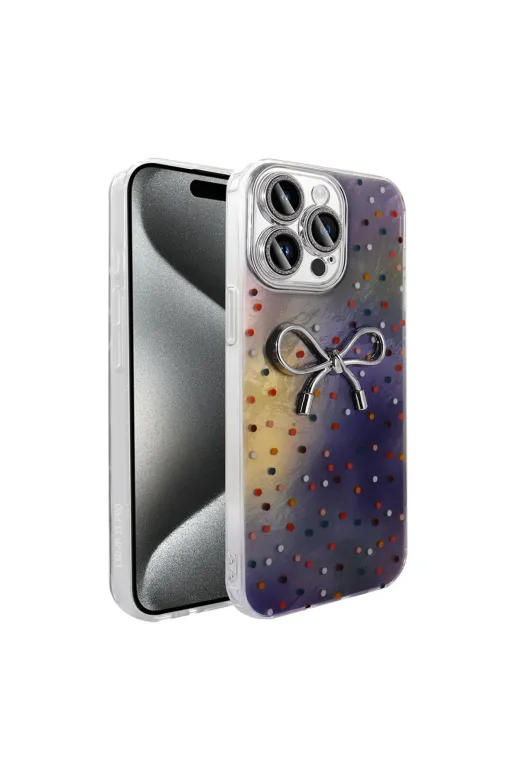 Techaks T36588-TCHS Iphone 15 Pro Kılıf Kamera Korumalı Figürlü Ponti Esnek Silikon Kapak - Açık Mavi