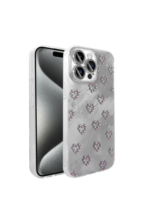 Techaks T36588-TCHS Iphone 15 Pro Kılıf Kamera Korumalı Figürlü Ponti Esnek Silikon Kapak - Beyaz