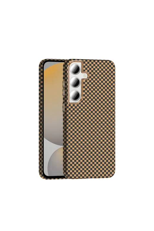Techaks T37121-TCHS Galaxy S24 Fe Kılıf M-Safe Şarj Özellikli Karbon Fiber Görünümlü Tchs Gros Kapak - Gri-Siyah