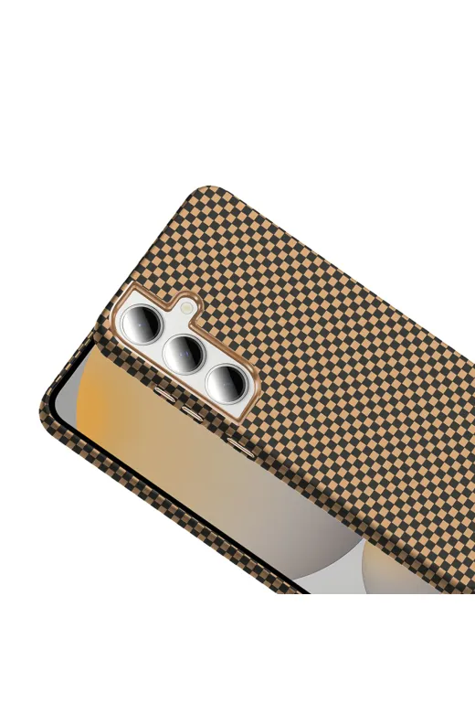 Techaks T37121-TCHS Galaxy S24 Fe Kılıf M-Safe Şarj Özellikli Karbon Fiber Görünümlü Tchs Gros Kapak - Gri-Siyah