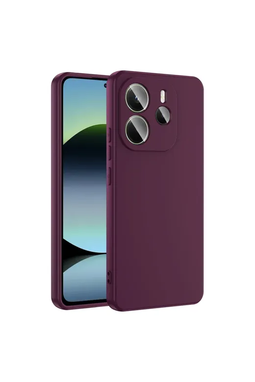 Techaks T37155-TCHS Redmi Note 14 4G Kılıf Kamera Korumalı İçi Kadife Lansman Yumuşak Dokulu Kapak Mara - Kırmızı