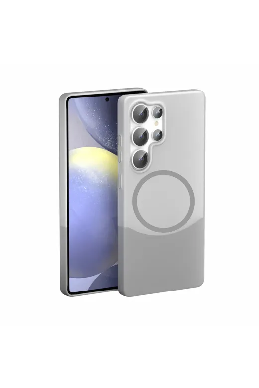Techaks T37175-TCHS Galaxy S24 Ultra Kılıf M-Safe Şarj Özellikli Mıknatıslı Tchs Duble Kapak - Gri