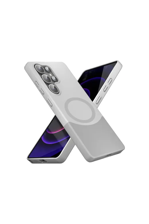 Techaks T37178-TCHS Galaxy S25 Ultra Kılıf M-Safe Şarj Özellikli Mıknatıslı Tchs Duble Kapak - Gri