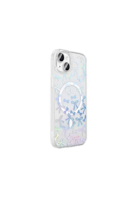 Techaks T38476-TCHS Iphone 14 Kılıf M-Safe Şarj Özellikli Şeffaf Zore Folk Sert Kapak - Fiyonk