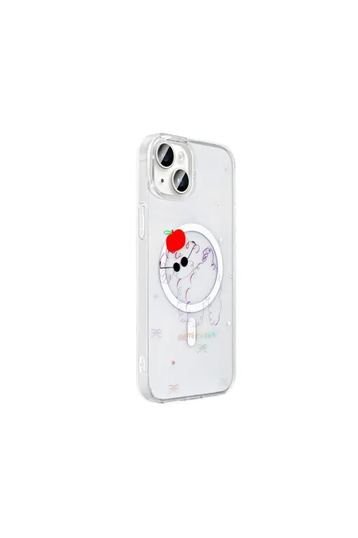 Techaks T38476-TCHS Iphone 14 Kılıf M-Safe Şarj Özellikli Şeffaf Zore Folk Sert Kapak - Fiyonk
