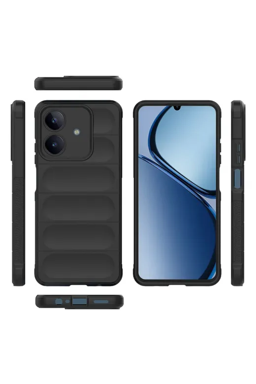 Techaks T38782-TCHS Realme C63 Kılıf Esnek Tpu Oyuklu Arka Yüzey Tasarımlı Zore Etnik Silikon Kapak - Koyu Yeşil