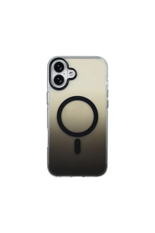 Techaks T39661-TCHS Iphone 16 Plus Kılıf M-Safe Şarj Özellikli Transparan Renk Geçişli Tchs Toros Kapak - Gold
