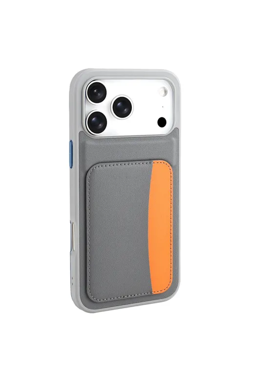 Techaks T39884-TCHS Iphone 17 Pro Kılıf Kartlıklı Zore X-Kart Silikon Kapak - Koyu Gri