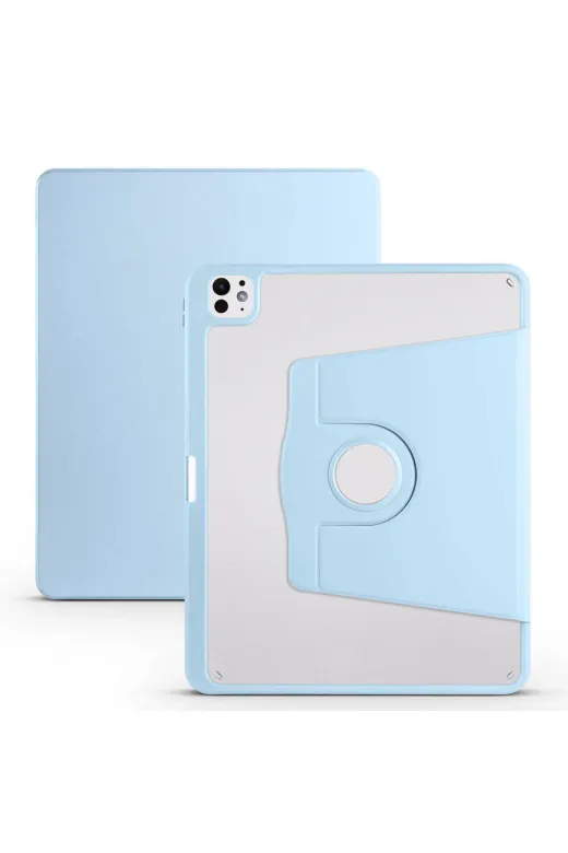Techaks T40023-TCHS Ipad Pro 13 2025 M5 Kılıf Zore Termik Kalem Bölmeli Dönebilen Standlı Kılıf - Mavi