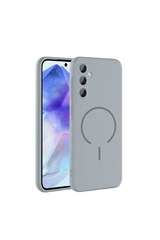 Techaks T40455-TCHS Galaxy A55 Kılıf M-Safe Şarj Özellikli Tchs Meta Kapak - Titanyum-Gri