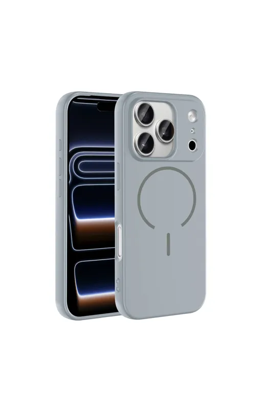 Techaks T40459-TCHS Iphone 17 Pro Max Kılıf M-Safe Şarj Özellikli Tchs Meta Kapak - Titanyum-Gri