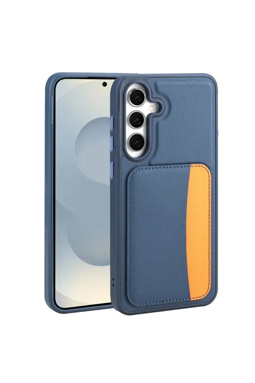 Techaks T40466-TCHS Galaxy A26 Kılıf Kartlıklı Tchs X-Kart Silikon Kapak - Lacivert