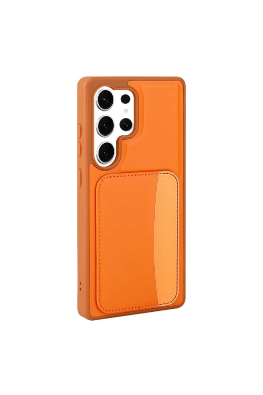 Techaks T40470-TCHS Galaxy S25 Ultra Kılıf Kartlıklı Tchs X-Kart Silikon Kapak - Kahverengi