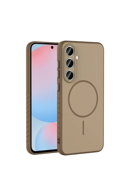 Techaks T40519-TCHS Galaxy S24 Fe Kılıf M-Safe Şarj Özellikli Zore Tea Kapak - Gold