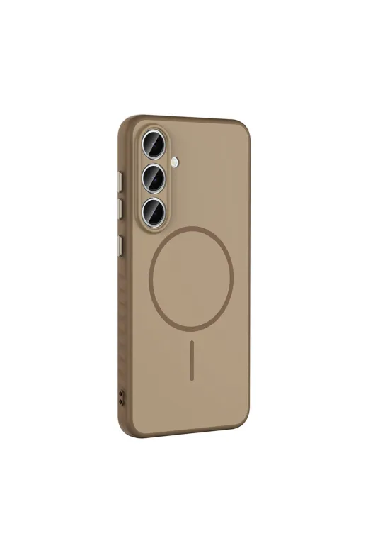 Techaks T40519-TCHS Galaxy S24 Fe Kılıf M-Safe Şarj Özellikli Zore Tea Kapak - Gold