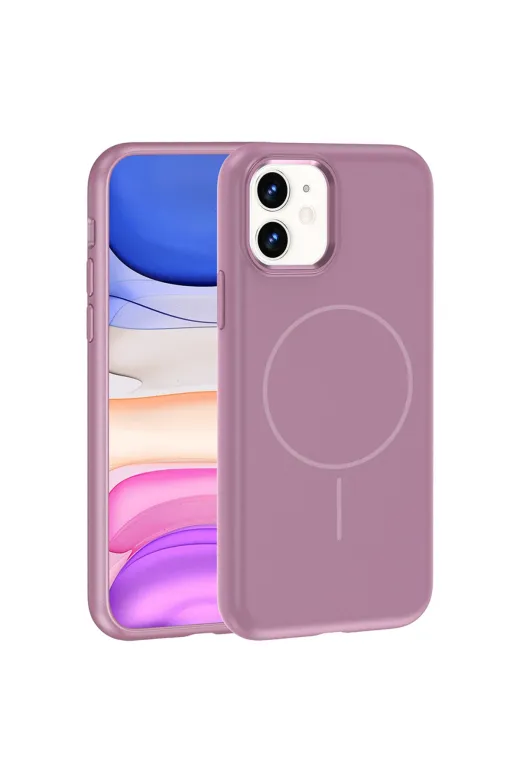 Techaks T40638-TCHS Iphone 11 Kılıf M-Safe Şarj Özellikli Metal Kamera Çerçeveli Tchs Edi Silikon Kapak - Rose Gold