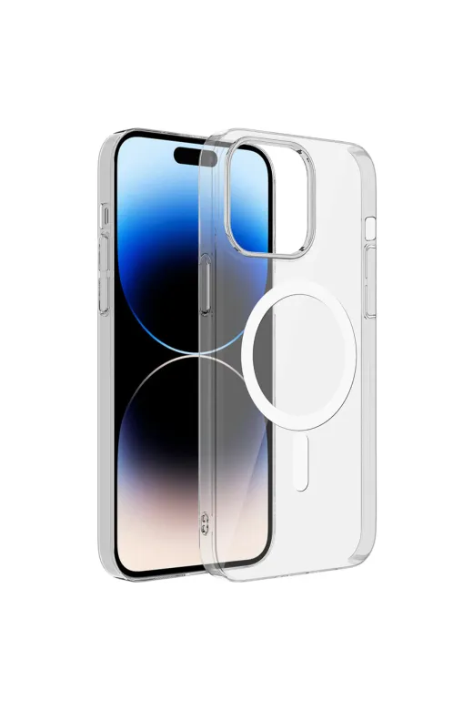 Techaks T40679-TCHS Iphone 14 Pro Max Kamera Korumalı M-Safe Şarj Özellikli Şeffaf Tchs London Silikon Kapak - Şeffaf