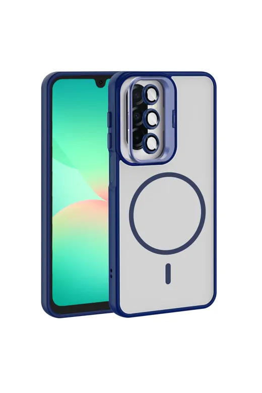 Techaks T40745-TCHS Galaxy A17 Kılıf Standlı Ve Kamera Lens Hediyeli Tchs Etro Kapak - Lacivert
