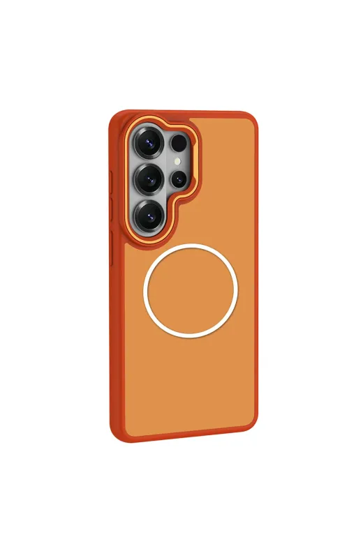 Techaks T40961-TCHS Galaxy S26 Ultra Kılıf M-Safe Şarj Özellikli Metal Kamera Çerçeveli Tchs Sanremo Silikon Kapak - Gri