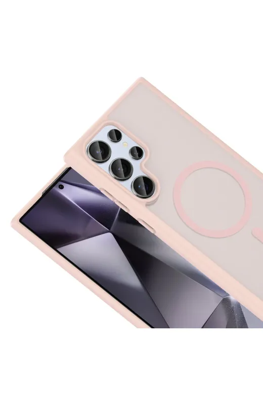 Techaks T41316-TCHS Galaxy S23 Ultra Kılıf M-Safe Şarj Özellikli Tchs Babet Kapak - Mavi