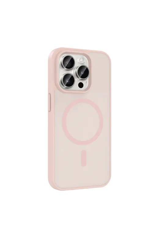 Techaks T41339-TCHS Iphone 15 Pro Kılıf M-Safe Şarj Özellikli Tchs Babet Kapak - Pembe