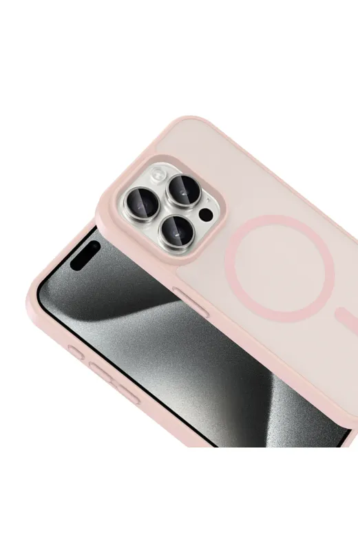 Techaks T41339-TCHS Iphone 15 Pro Kılıf M-Safe Şarj Özellikli Tchs Babet Kapak - Pembe