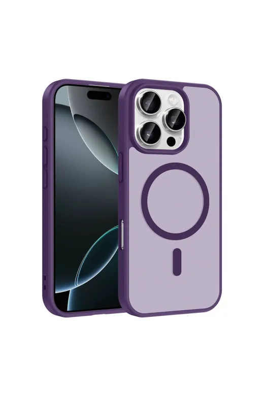 Techaks T41344-TCHS Iphone 16 Pro Max Kılıf M-Safe Şarj Özellikli Tchs Babet Kapak - Derin Mor