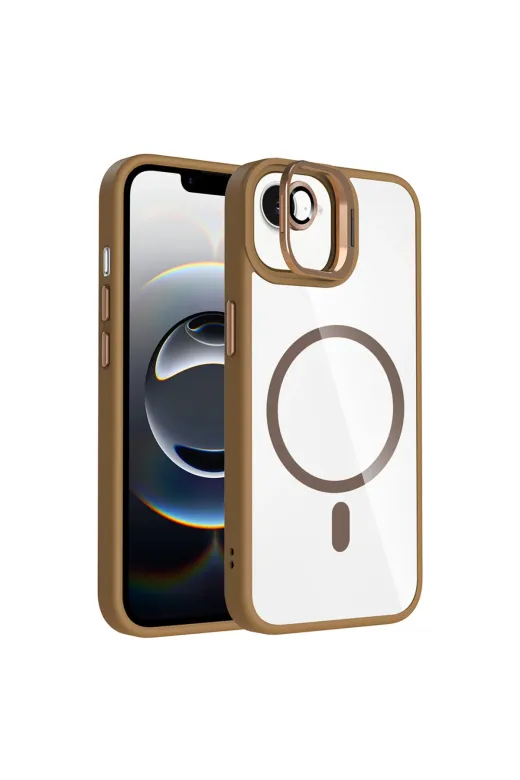 Techaks T41530-TCHS Iphone 17E Kılıf Standlı Ve Kamera Lens Hediyeli M-Safe Şarj Özellikli Tchs Etro Kapak - Desert Tita