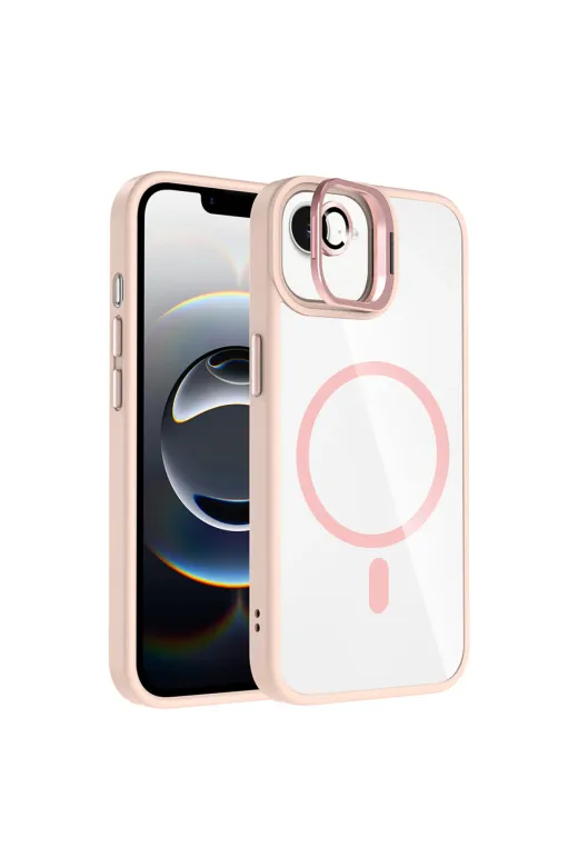 Techaks T41530-TCHS Iphone 17E Kılıf Standlı Ve Kamera Lens Hediyeli M-Safe Şarj Özellikli Tchs Etro Kapak - Desert Tita