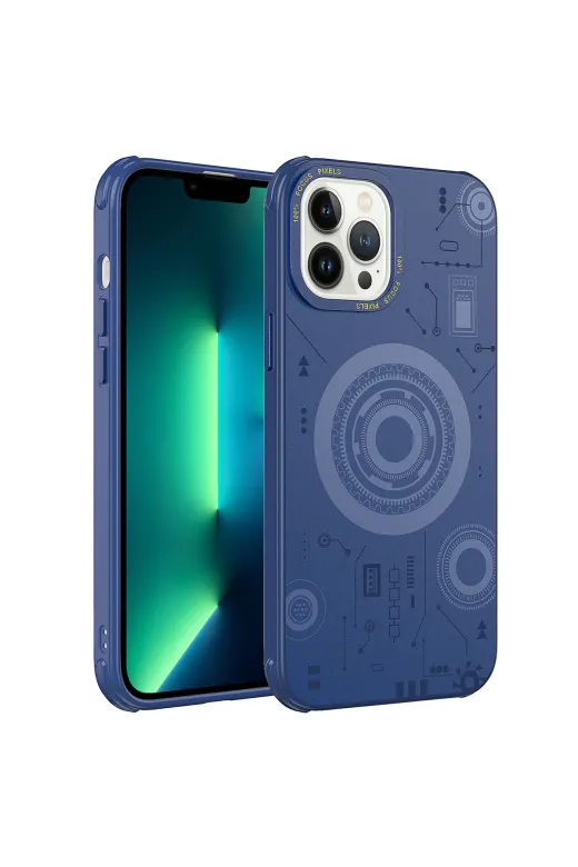 Techaks TCH-HOT-iPhone 13 Pro Max Iphone 13 Pro Max Kılıf Wireless Şarj Özellikli Magnetic Desenli Kamera Korumalı Kapak