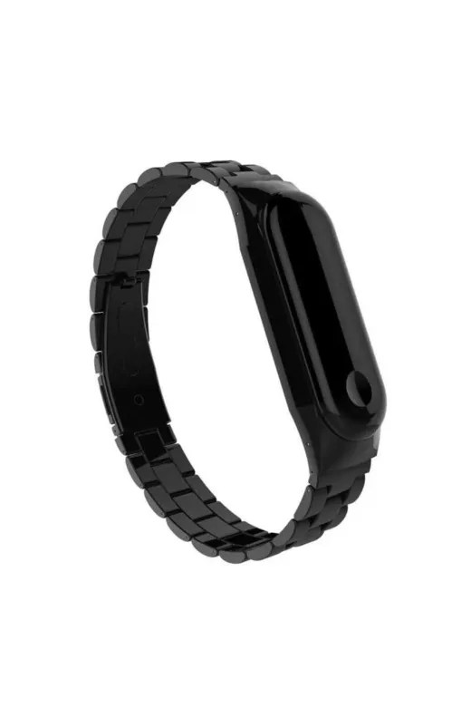 Techaks TCHS-11072 Xiaomi Mi Band 3 Uyumlu Krd-05 Metal Zore Kordon-Siyah