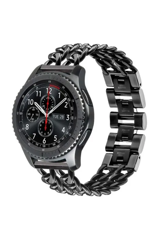 Techaks TCHS-13681 Galaxy Watch 46Mm (22Mm) Uyumlu Krd-17 Metal Zore Kordon-Siyah