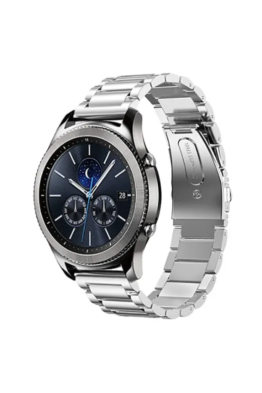 Techaks TCHS-13694 Galaxy Watch 42Mm (20Mm) Uyumlu Krd-04 Metal Zore Kordon-Gümüş